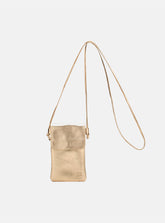 Mini Bolsa em Couro Porta Celular Capri Dourado